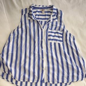 Blue Striped Collared Top